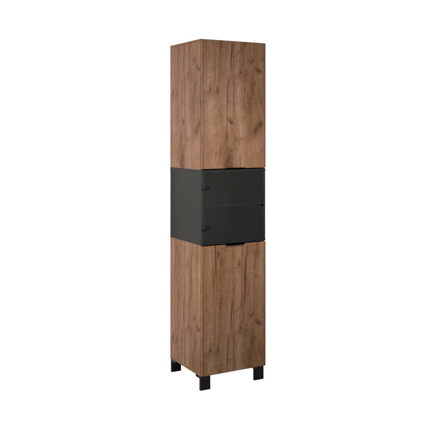 trendteam smart living Kendo vitrine, hout, bruin/zwart, 42 x 194 x 40 cm