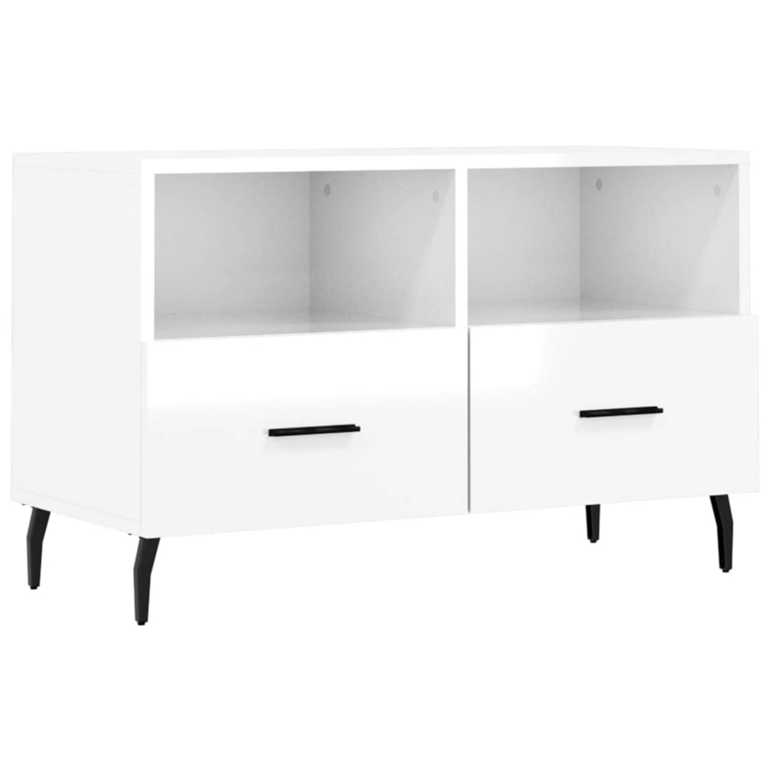 vidaXL Tv-meubel 80x36x50 cm bewerkt hout hoogglans wit