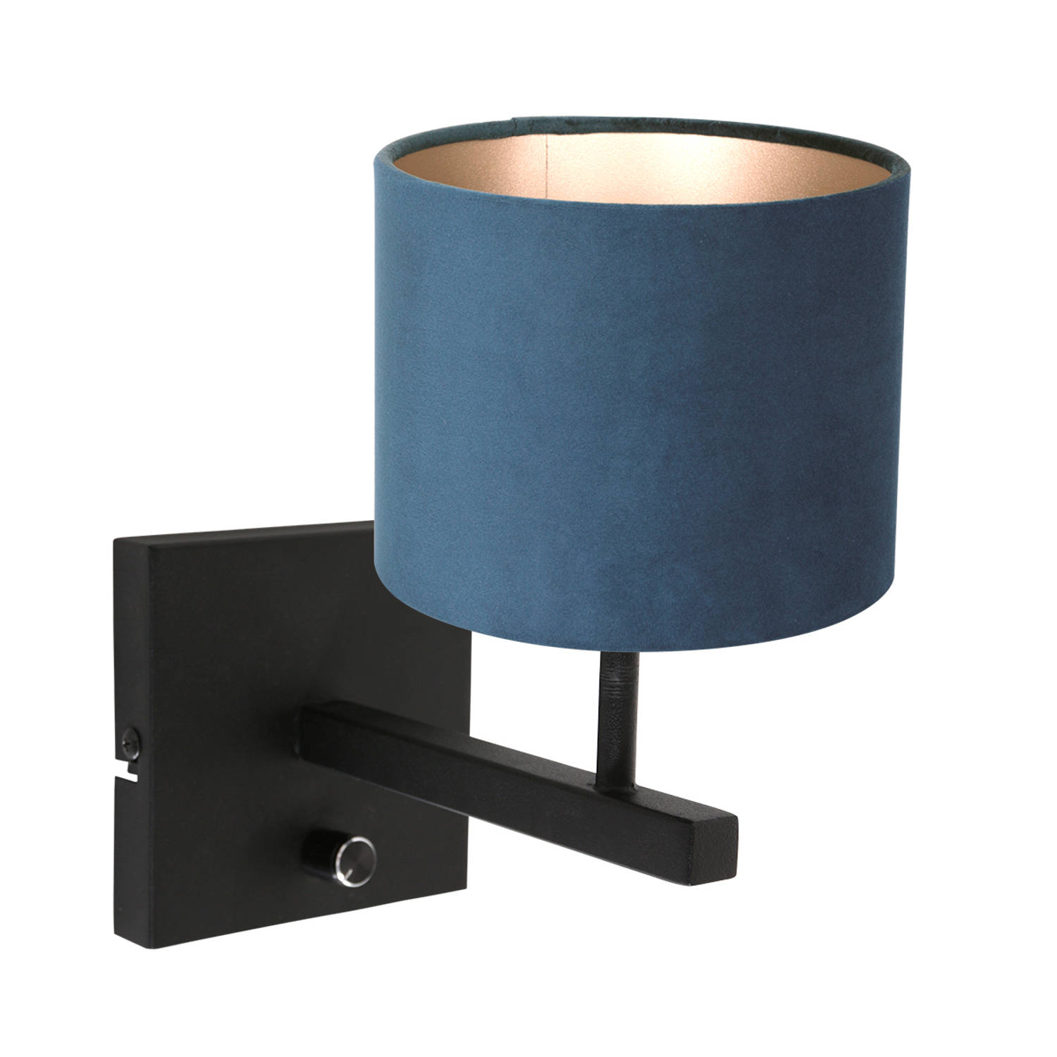 Steinhauer Velvet wandlamp Stang blauw met zwart 8251ZW