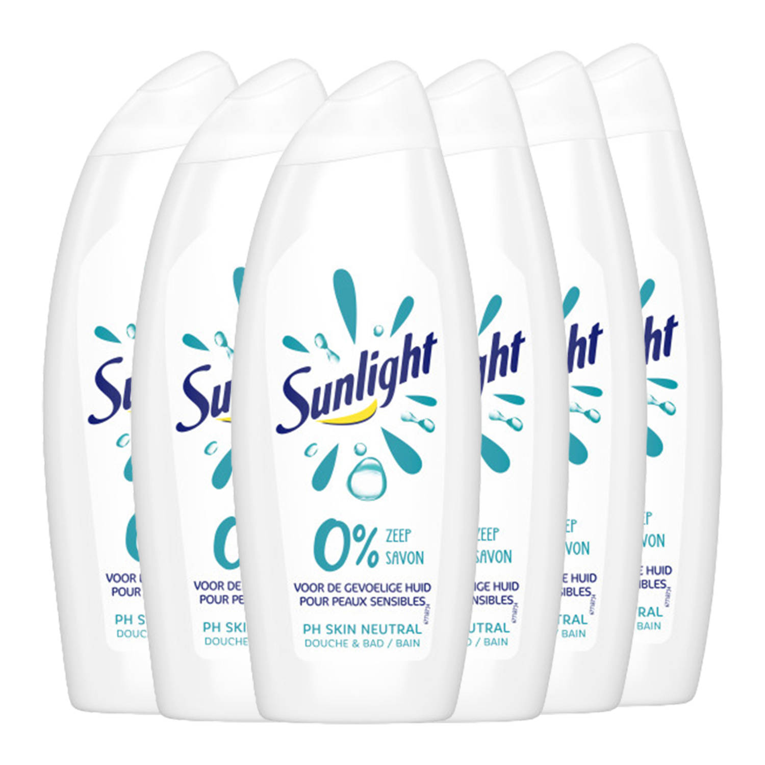 Sunlight Zeep - Badschuim & Douchgel - 0% Zeep - Voor de gevoelige huid - 6 x 750 ml - Voordeelverpakking