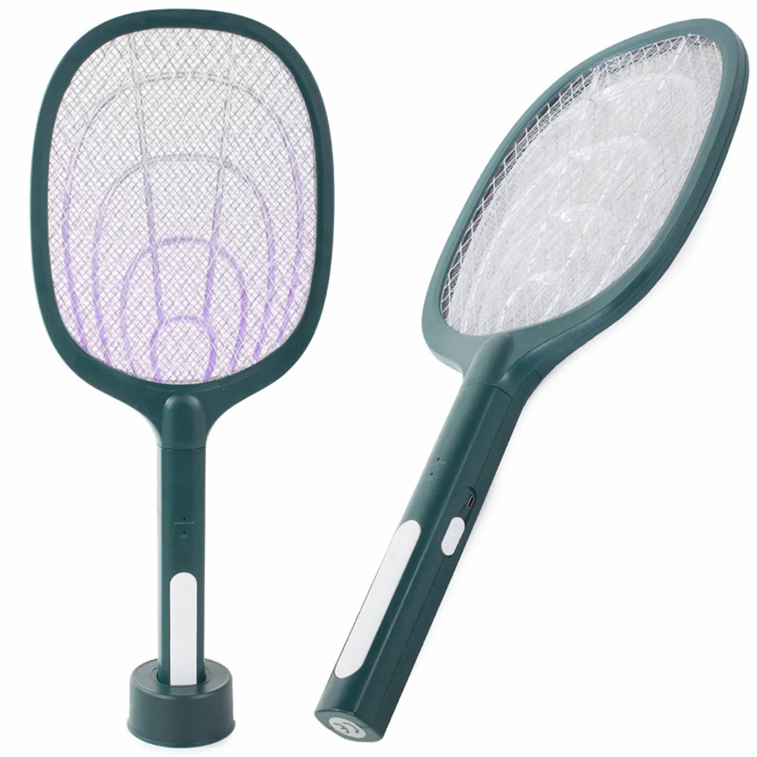 UV lamp en elektrische vliegenmepper met standaard 2 in 1 – Anti muggen en insecten – Insectenlamp - Zorgt voor minder insecten in huis – Oplaadbaar via meegeleverde USB kabel – Gr