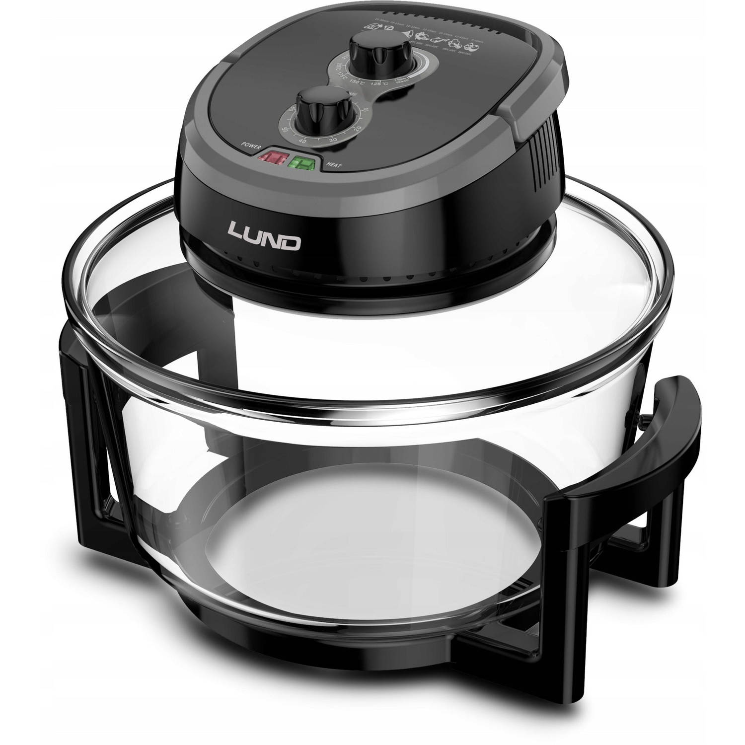 LUND Professional heteluchtoven 12 + 5L zwart grijs Convectie oven 1400W Inclusief 9-delige accessoi