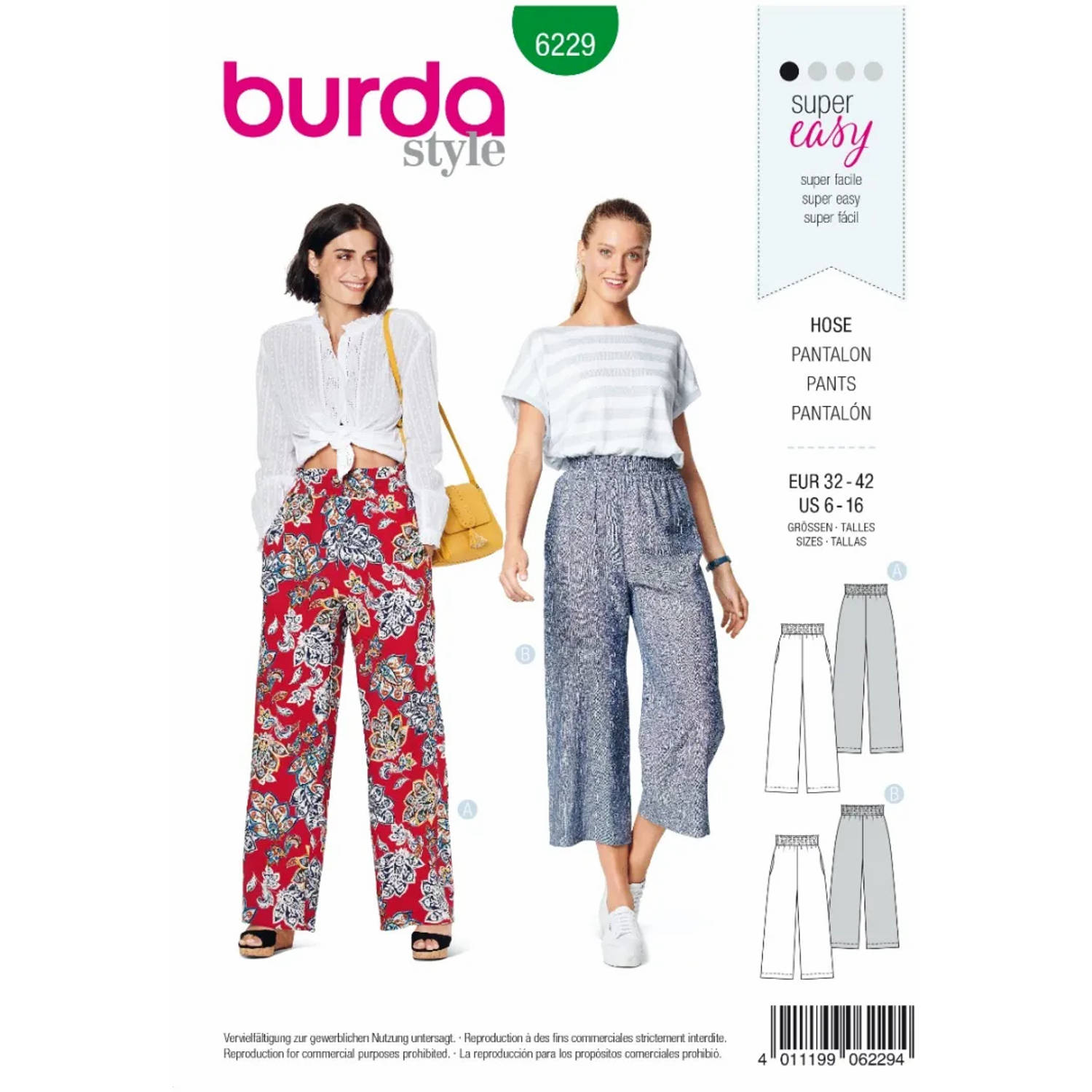 Burda Naaipatroon 6229 - Broek in Variaties