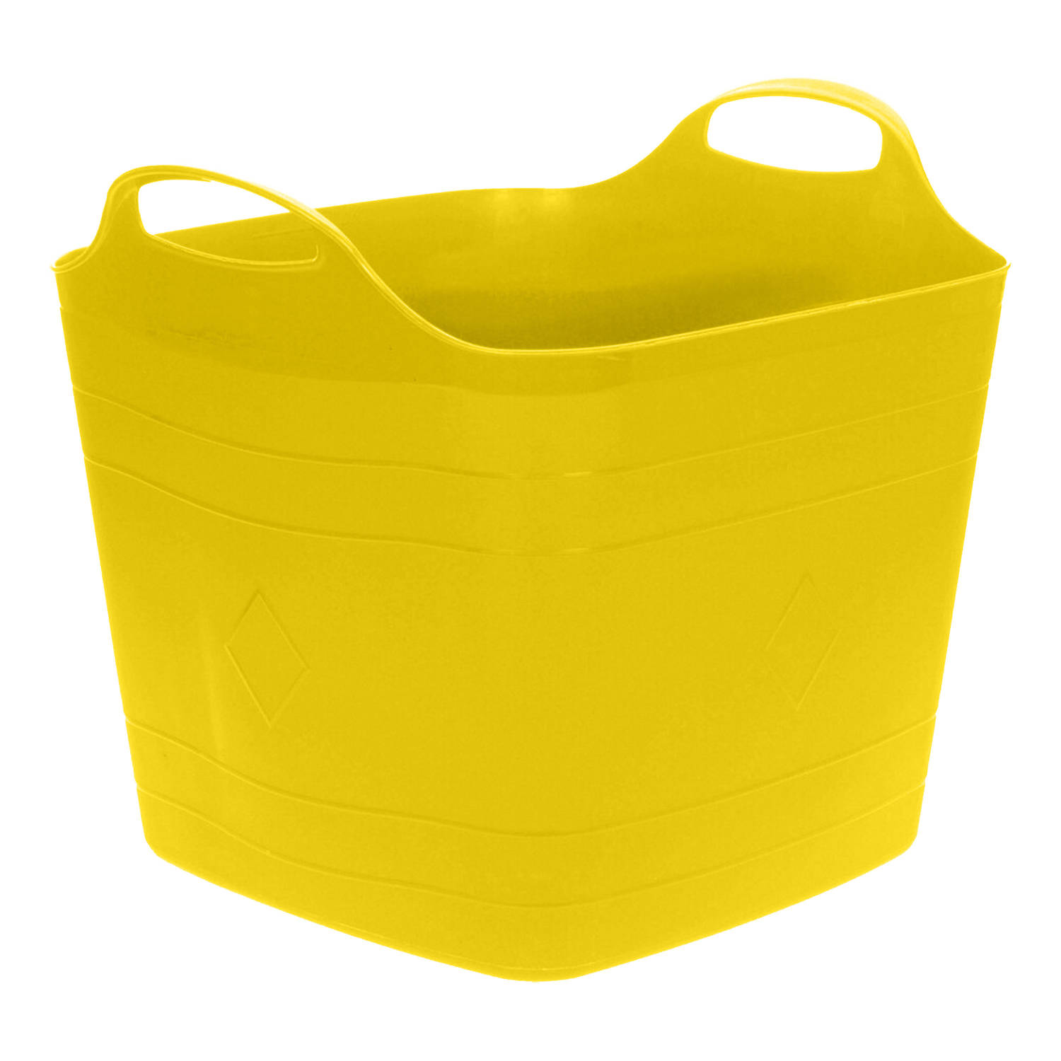 Flexibele emmer geel 25 liter kunststof vierkant 35 x 38 cm Wasmanden