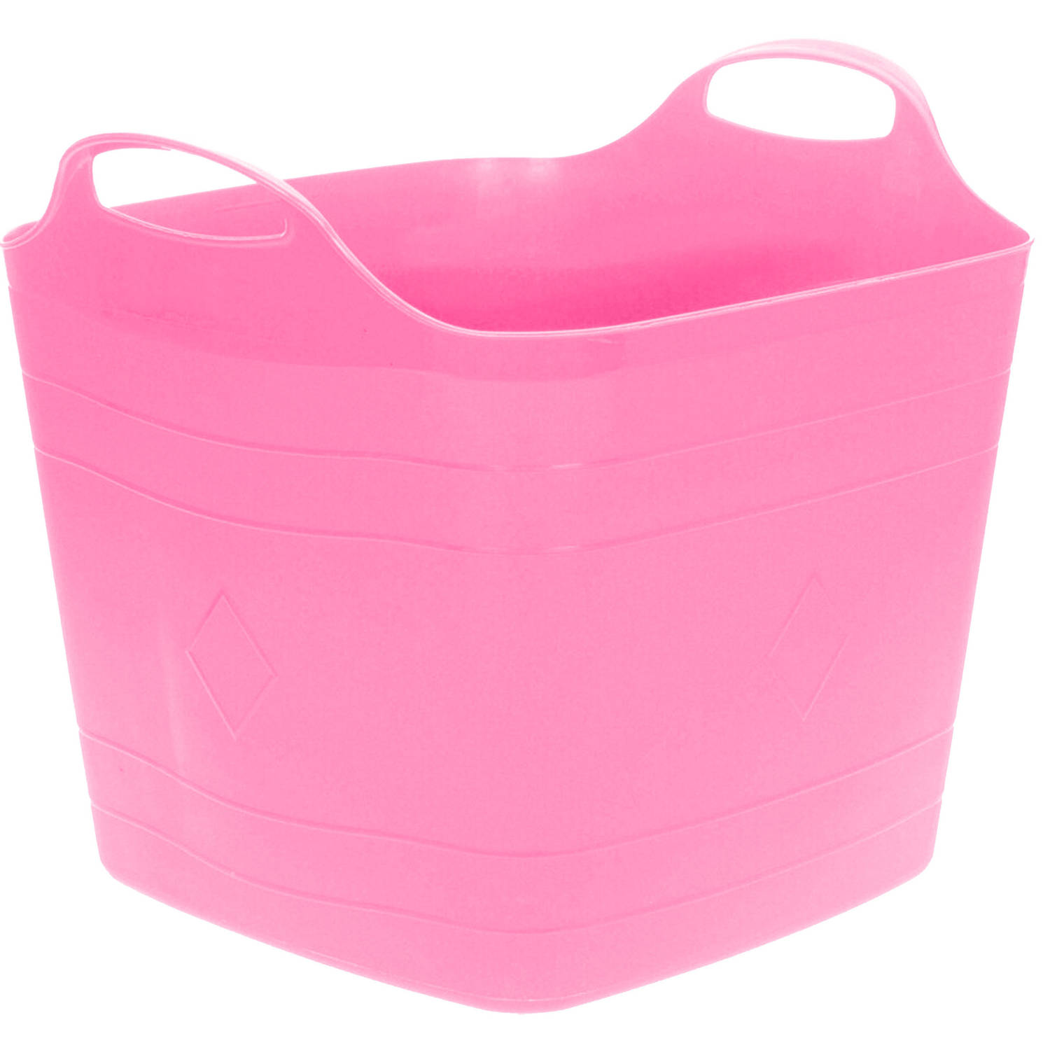 Flexibele emmer - roze - 15 liter - kunststof - vierkant - 30 x 29 cm - Wasmanden