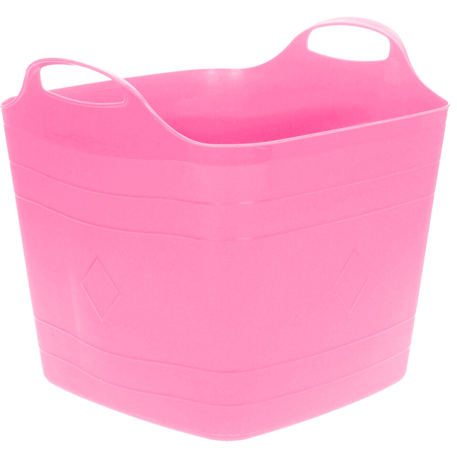 Flexibele emmer roze 15 liter kunststof vierkant 30 x 29 cm Wasmanden