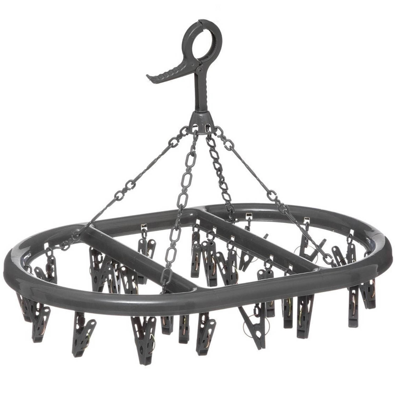 Droogcarrousel-droogmolen zwart met 24 knijpers 45 x 33 cm van kunststof Hangdroogrek