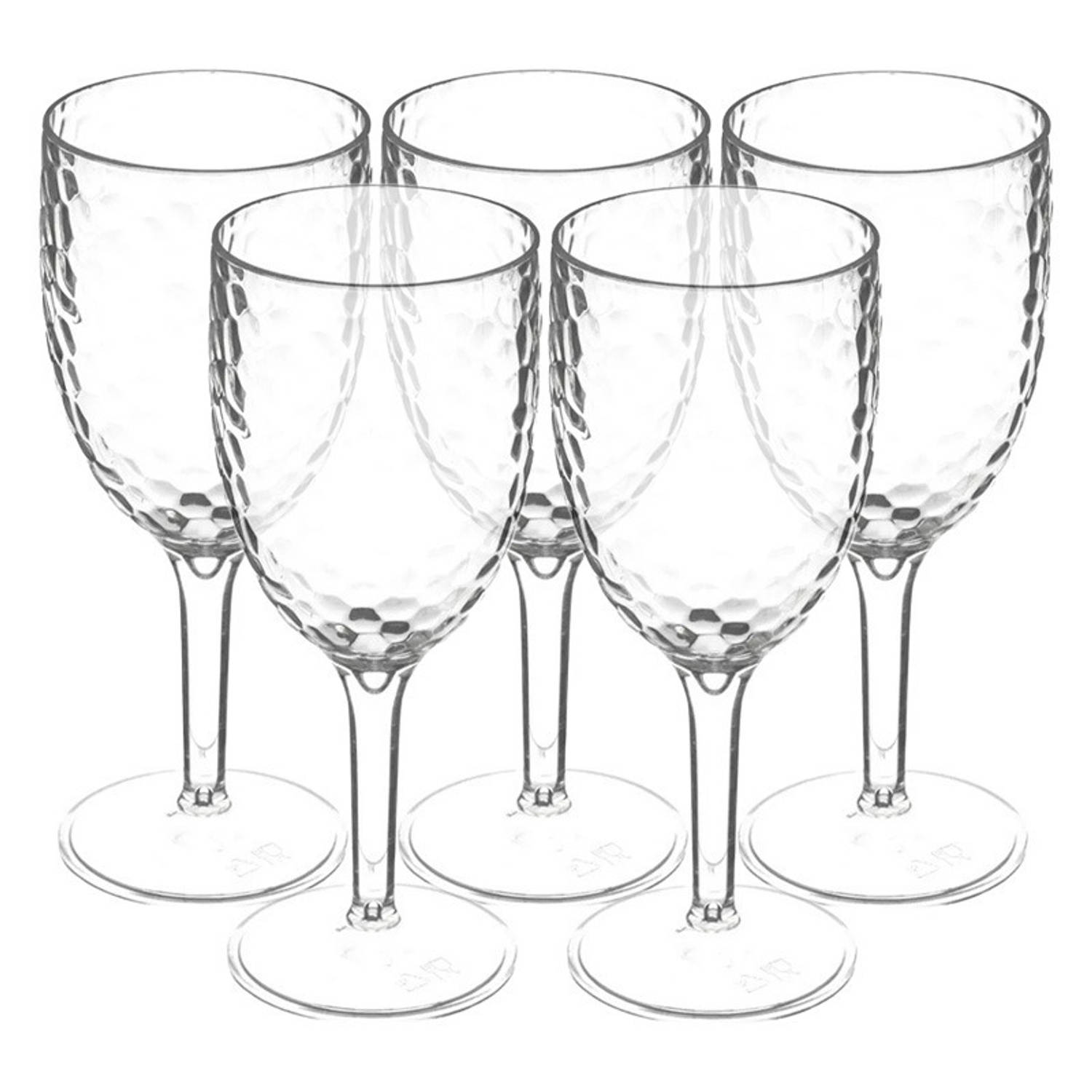 5Five Wijnglazen Estiva - 12x - transparant - onbreekbaar kunststof - 350 ml - feest glas wijn