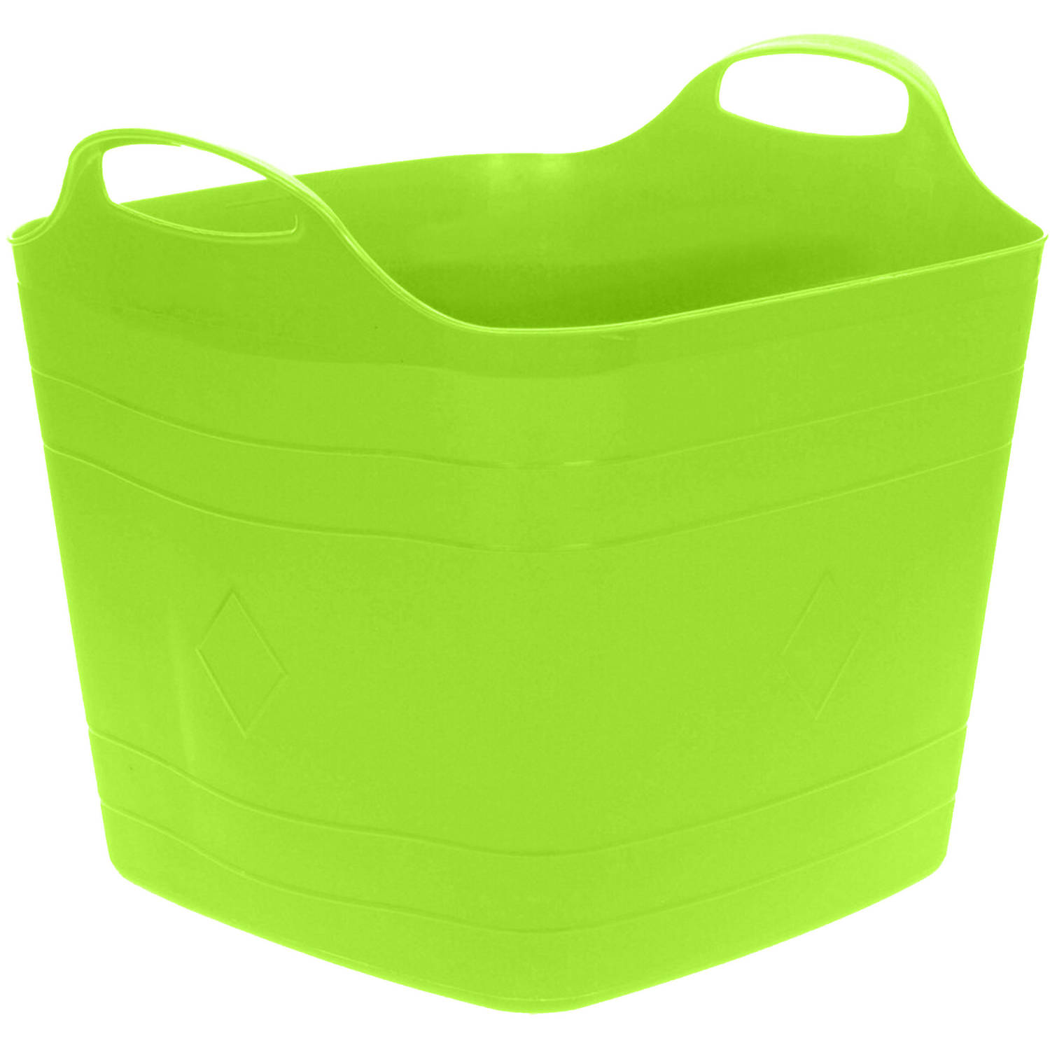Flexibele emmer groen 15 liter kunststof vierkant 30 x 29 cm Wasmanden
