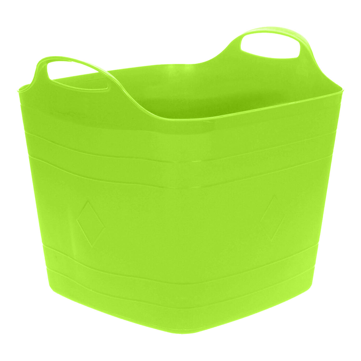Flexibele emmer - groen - 25 liter - kunststof - vierkant - 35 x 38 cm - Wasmanden