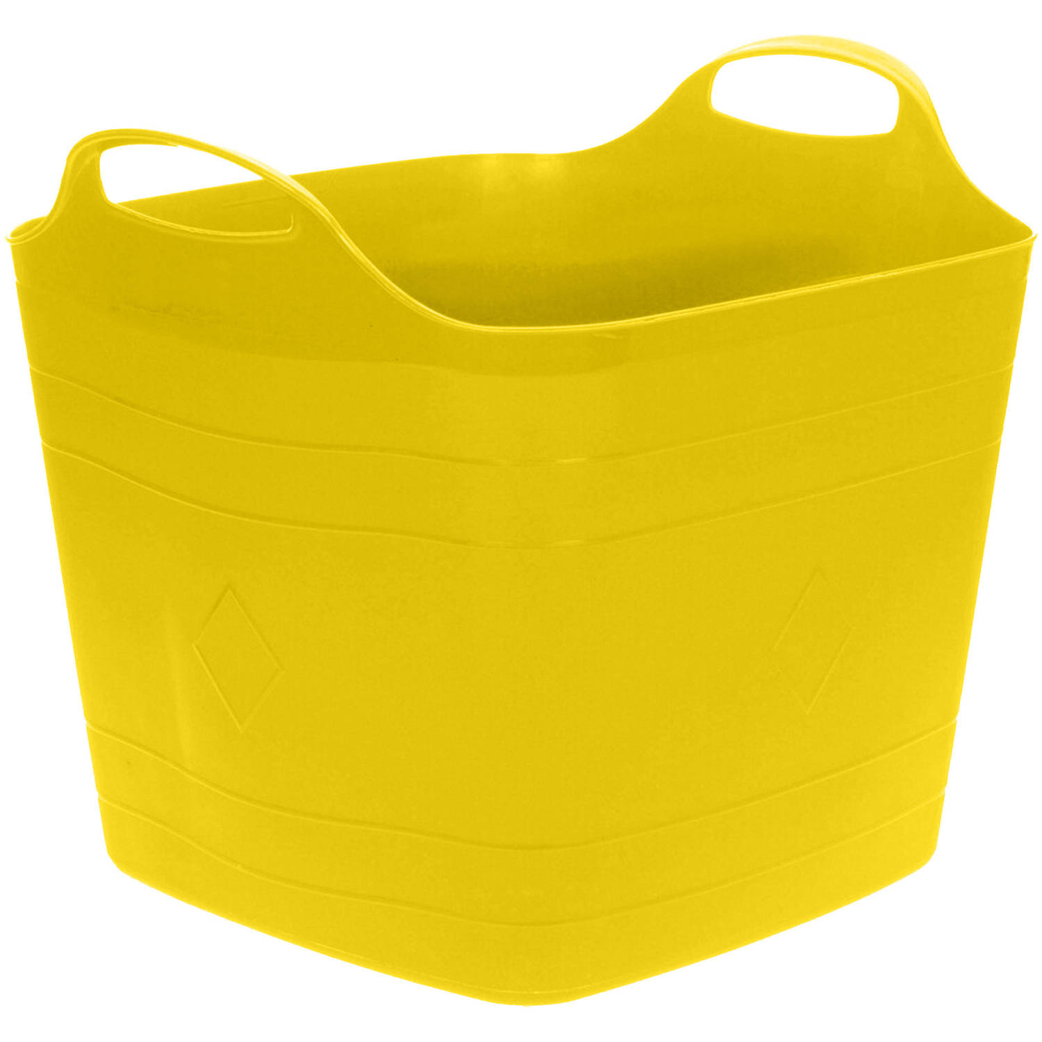 Flexibele emmer geel 15 liter kunststof vierkant 30 x 29 cm Wasmanden