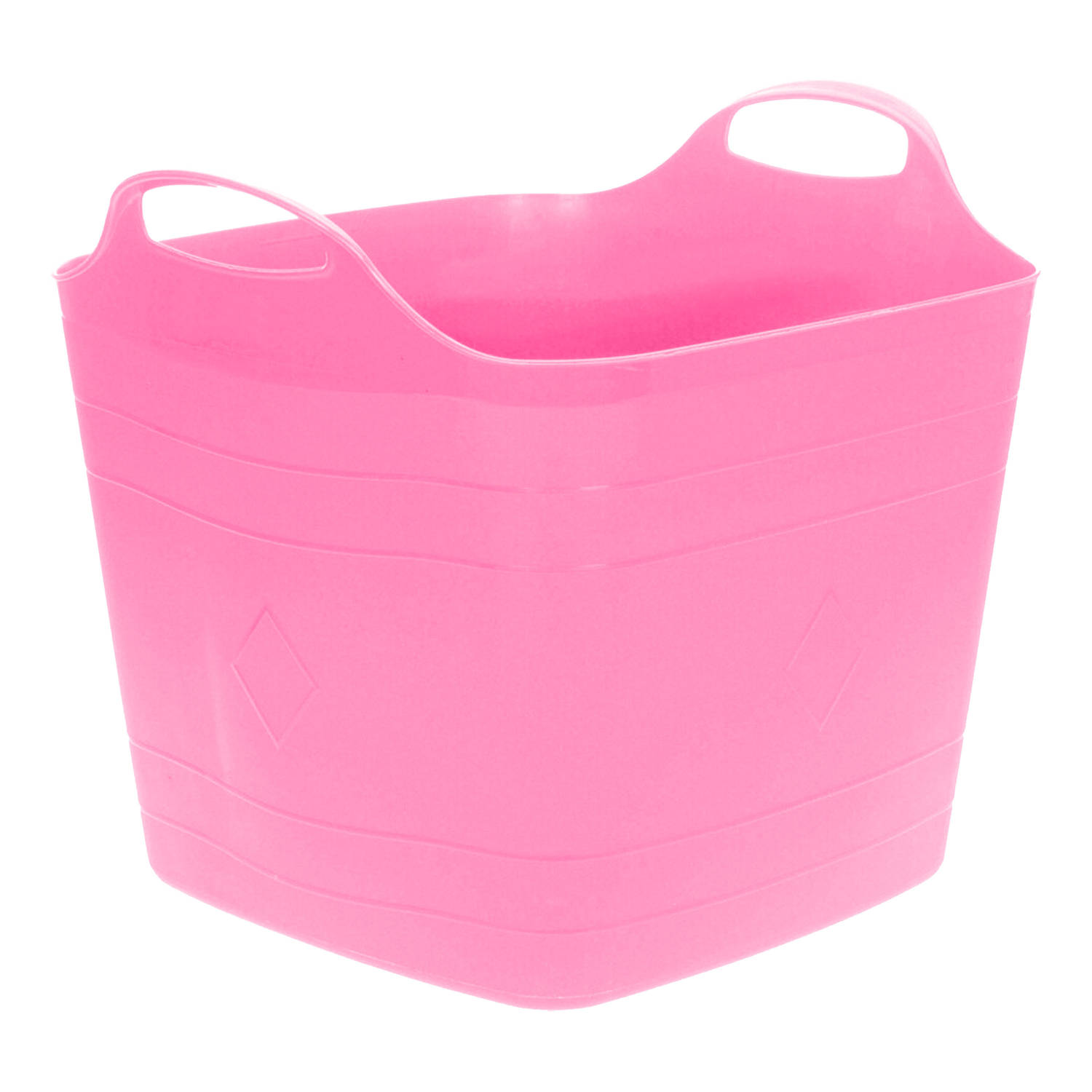 Flexibele emmer - roze - 25 liter - kunststof - vierkant - 35 x 38 cm - Wasmanden