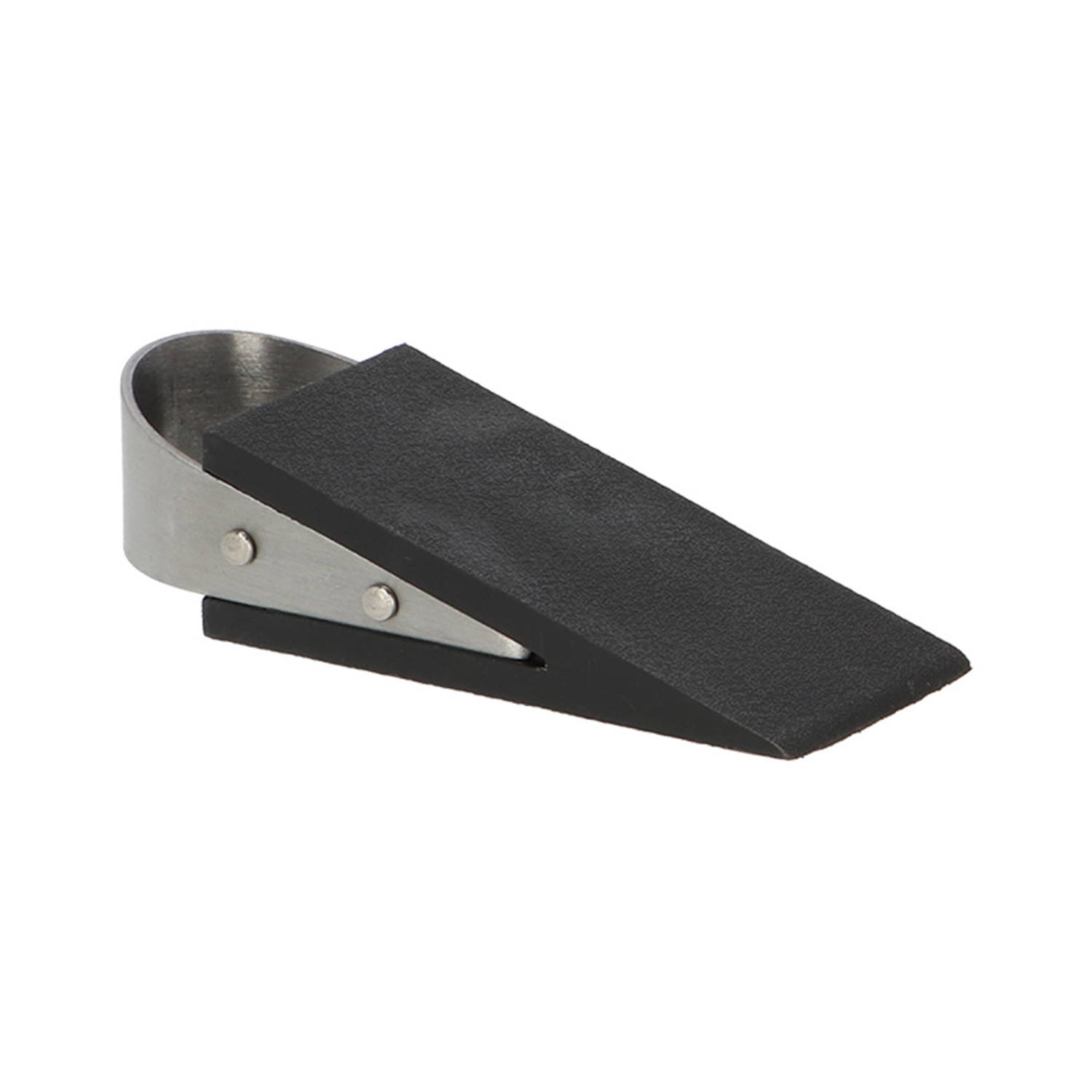 Deurstopper-deurwig rvs-rubber zwart anti-slip 12 x 5 x 3 cm Deurstoppers