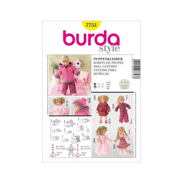 Burda 7753 poppenkleertjes