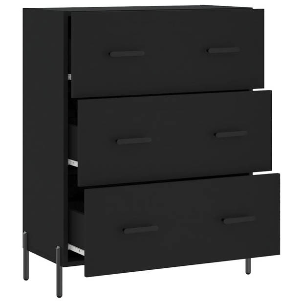 The Living Store Dressoir - Klassiek - Buffetkast - 69.5 x 34 x 90 cm - Zwart