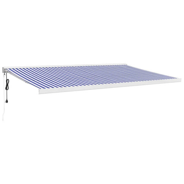 vidaXL Luifel uittrekbaar 5x3 m stof en aluminium blauw en wit