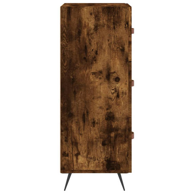 The Living Store Dressoir Kast - Smoked Oak - 34.5 x 34 x 90 cm - Metalen Poten - 3 Lades