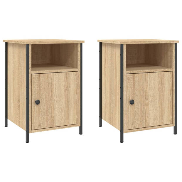 vidaXL Nachtkastjes 2 st 40x42x60 cm bewerkt hout sonoma eikenkleurig