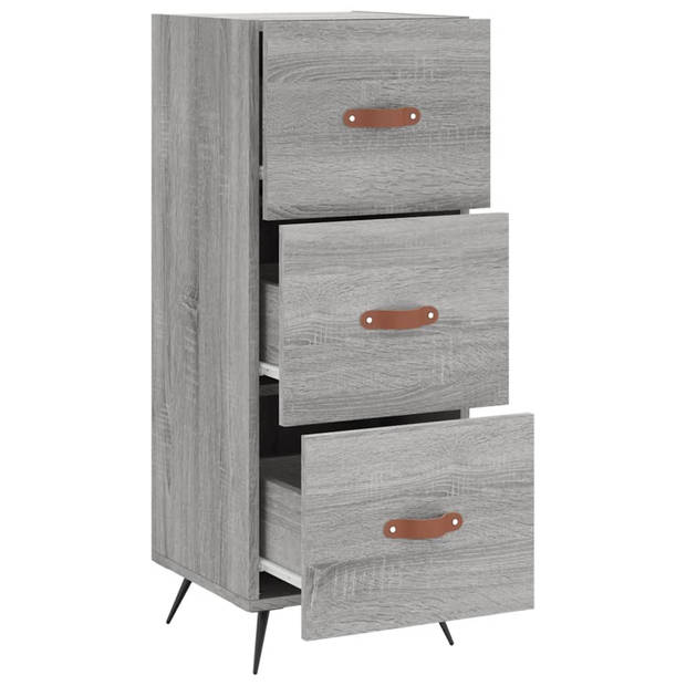 The Living Store Dressoir EIGENTIJDSE - Bijzetkast - 34.5 x 34 x 90 cm - Grijs Sonoma Eiken