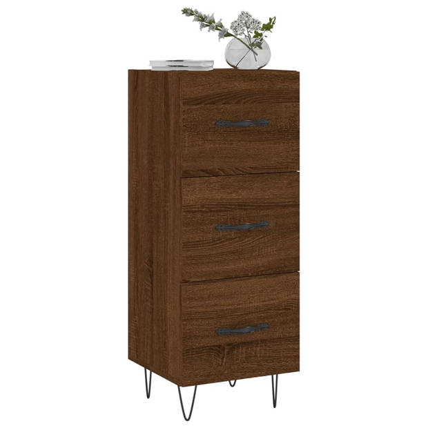 The Living Store Dressoir - Bruineiken - 34.5 x 34 x 90 cm - 3 laden - Metalen poten - Duurzaam materiaal