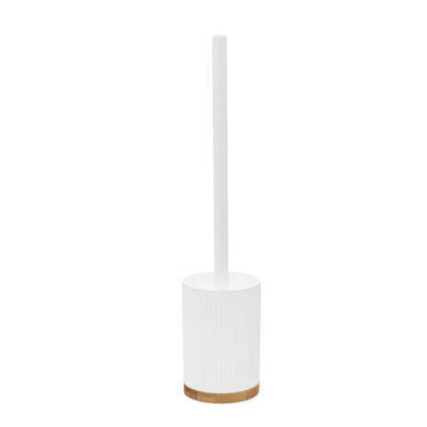 2x stuks WC-/toiletborstel met houder rond wit polyresin/steen 40 cm - Toiletborstels