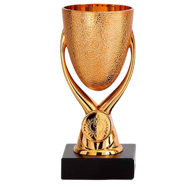 Luxe trofee/prijs bekers - 3x - brons/goud/zilver - metaal - 15 x 6,8 cm - Fopartikelen