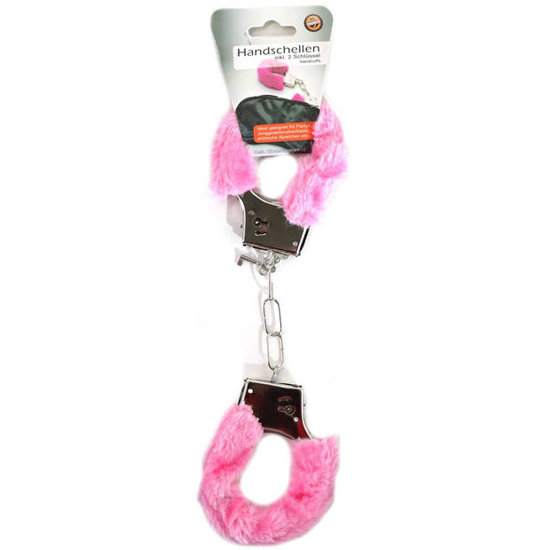 Pluche handboeien - roze - incl 2x sleutels - feestartikelen - Verkleedattributen