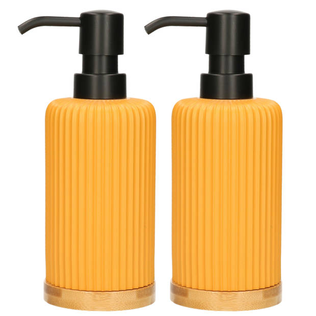 2x Stuks Zeeppompjes/zeepdispensers van kunststeen - geel - 270 ml - Zeeppompjes