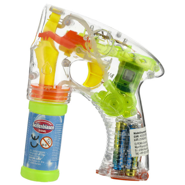Cepewa Bellenblaas speelgoed pistool - 2x - met LED licht - 17 cm - plastic - Bellenblaas
