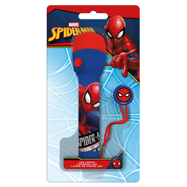 Marvel Spiderman kinder zaklamp/leeslamp - rood/blauw - kunststof - 16 x 4 cm - Kinder zaklampen