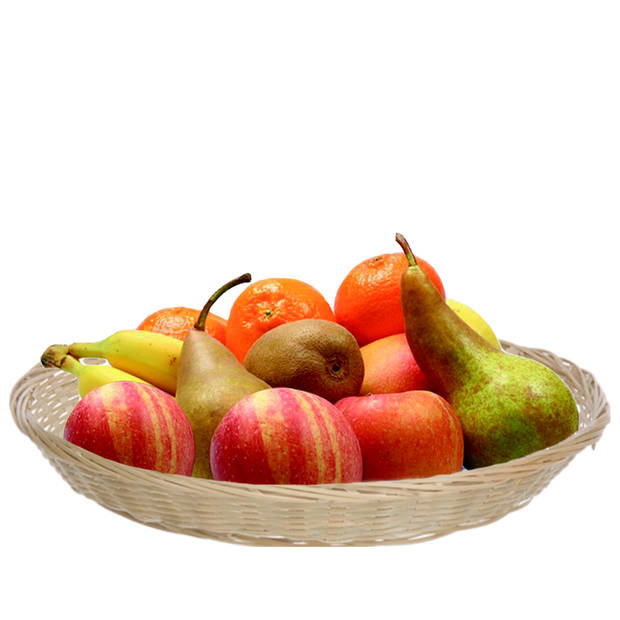 Fruitmand/fruitschaal rond - bamboe hout - D30 cm - mandje rotan/riet - Fruitschalen