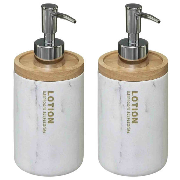 2x Stuks Zeeppompjes/zeepdispensers - marmer - 272 ml - Zeeppompjes