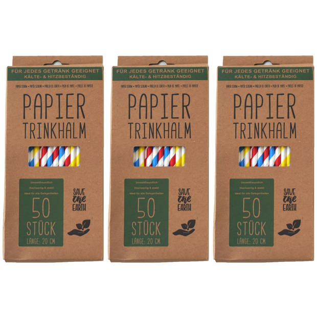 Drinkrietjes - 150x - papier - kleurenmix - 20 cm - rietjes - Drinkrietjes