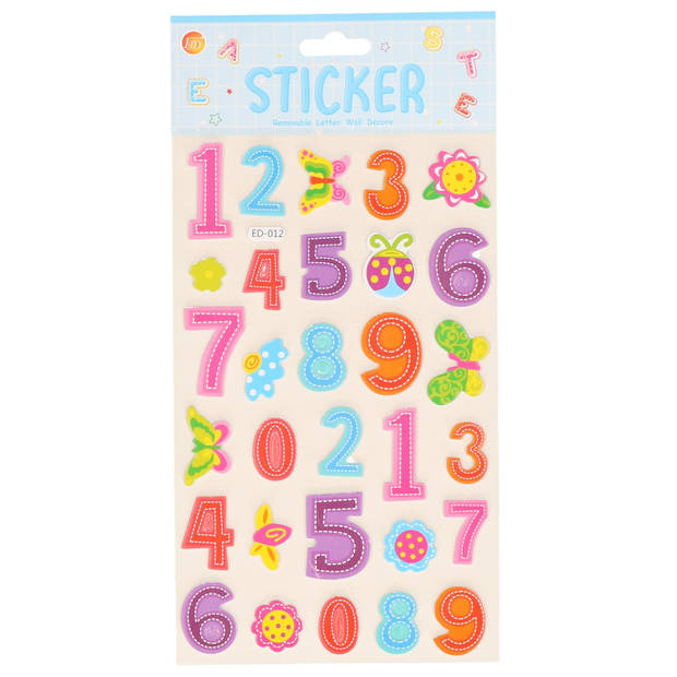 Stickervelletjes - 2x - 25x sticker cijfers 0-9- gekleurd - nummers - Stickers
