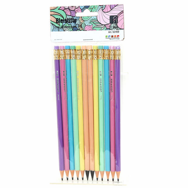Kleurpotloden met gum set - multi kleuren - 24x stuks - tekenen voor kinderen - Kleurpotlood