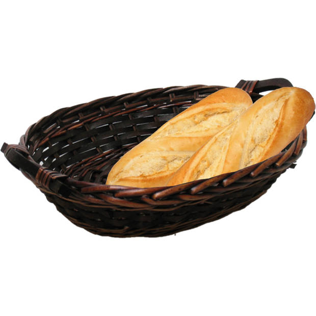 Broodmand ovaal - bruin - 34 x 26 x 9 cm - mandje rotan/riet - broodmand