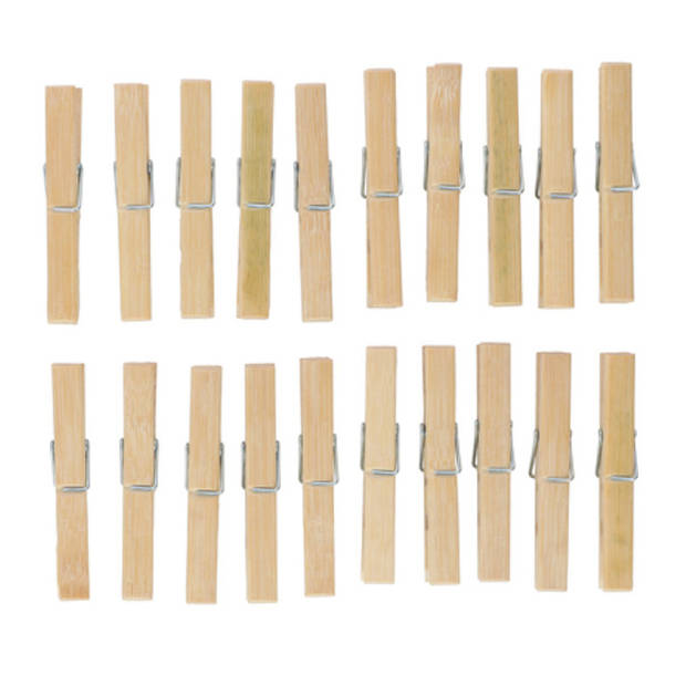Bamboe wasknijpers - 20x - hout - 9 cm - Knijpers