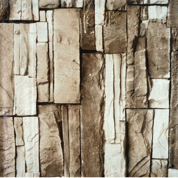 Decoratie plakfolie - 2x - lichtbruin steen patroon - 45 cm x 2 m - zelfklevend - Meubelfolie