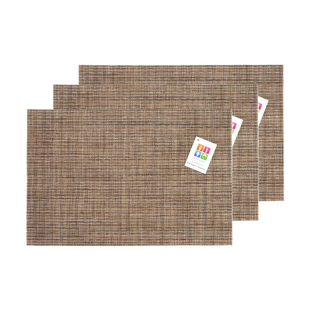 Placemats Hampton - 6x - bruin geweven - PVC - 30 x 45 cm - Placemats