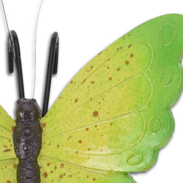 Pro Garden tuindecoratie bloempothanger vlinder - kunststeen - groen - 13 x 10 cm - Tuinbeelden