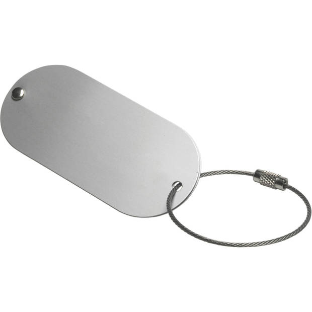 Kofferlabel Isa - 2x - zilver - 8.5 x 4 cm - reiskoffer/handbagage label - Bagagelabels