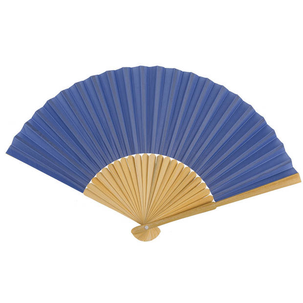 Spaanse handwaaier - 2x - special colours - staalblauw - bamboe/papier - 21 cm - Verkleedattributen