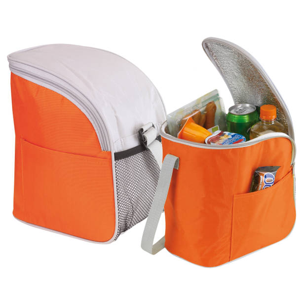 Kleine koeltas/Lunch tas model Glaciaal - 2x - 23 x 16 x 26 cm - 1 vaks - oranje/grijs - 9 Liter - Koeltas