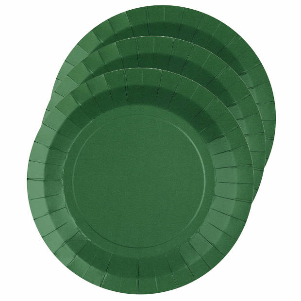 Santex Feest borden set - 20x stuks - donker groen - 17 cm en 22 cm - Feestbordjes