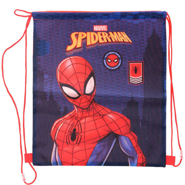 Marvel Spiderman lunchbox set voor kinderen - 3-delig - blauw - incl. gymtas/schooltas - Lunchboxen