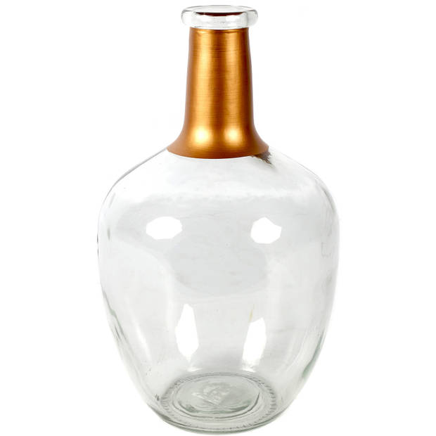 Countryfield Bloemenvaas Firm Big Bottle - helder transparant/koper - glas - D18 x H30 cm - Vazen
