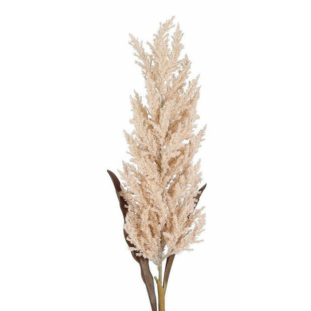 Kunstbloemen bloemstuk pluimen boeket in flesvaas - lichtroze - 88 cm hoog - Vazen