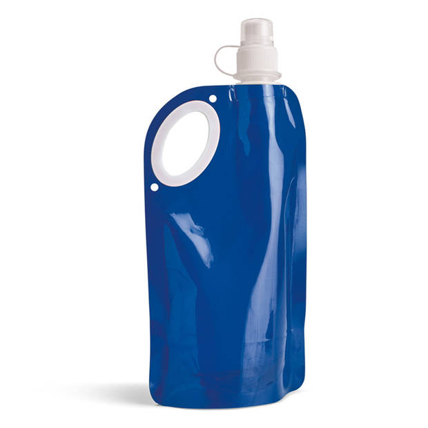 Waterfles/drinkfles opvouwbaar - blauw - kunststof - 770 ml - schroefdop - waterzak - Drinkflessen