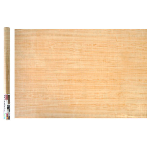 Decoratie plakfolie - lichtbruin hout patroon - 45 cm x 2 m - zelfklevend - Meubelfolie