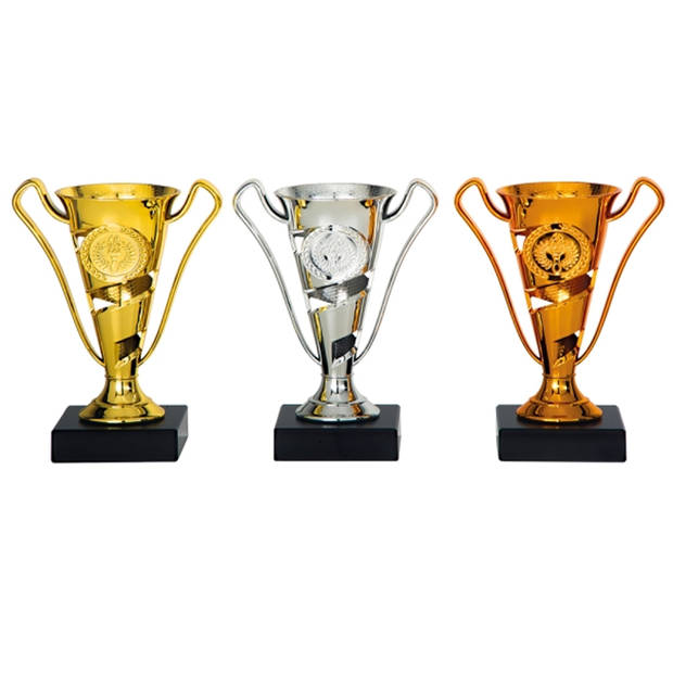 Luxe trofee/prijs beker met oren - brons - kunststof - 17 x 11 cm - sportprijs - Fopartikelen